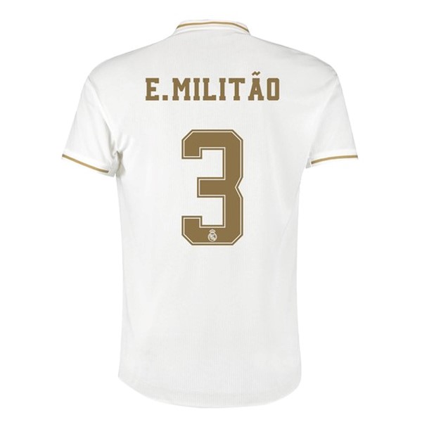 Camiseta Real Madrid NO.3 E.Militão Replica Primera Ropa 2019/20 Blanco